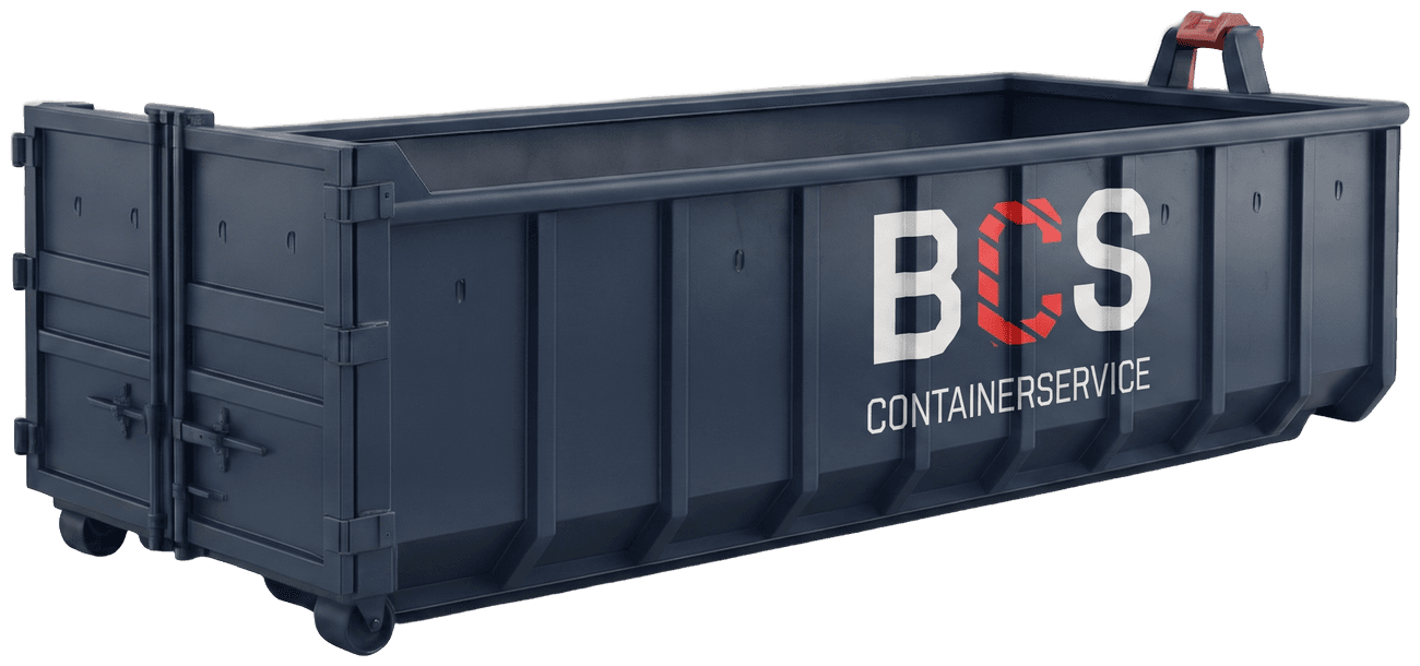 BCS Abrollcontainer in Navyblau mit Hecktür und Hakenaufnahme